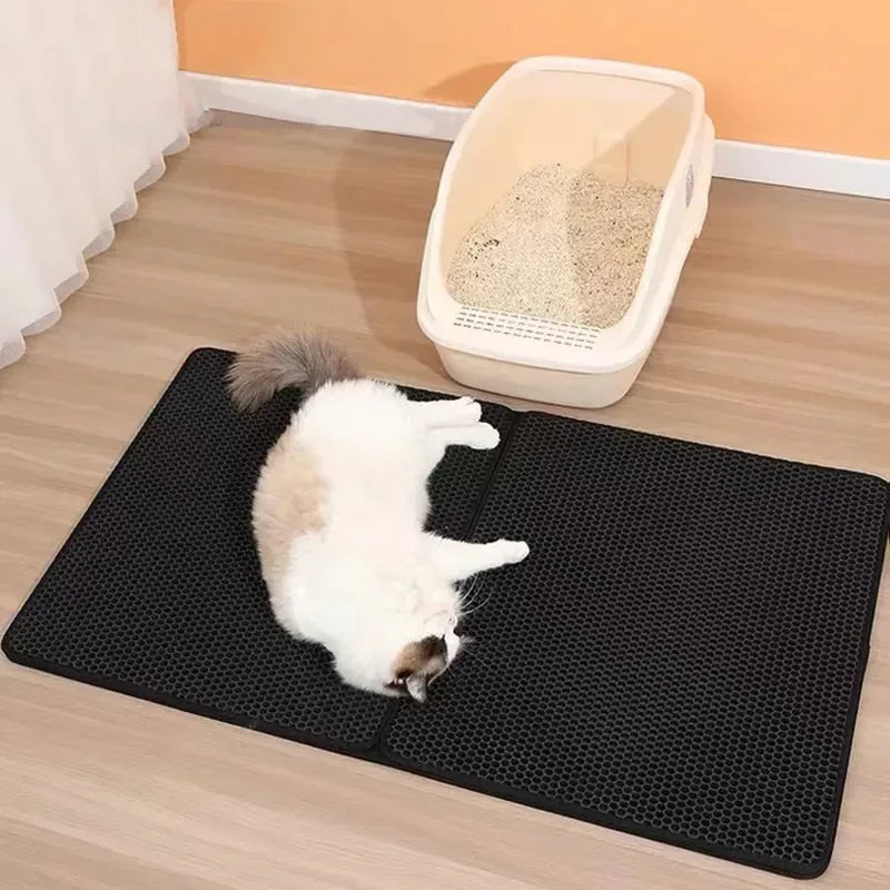 Waterproof Pet Cat Litter Mat Double Layer Pet Litter Box Mat Non-Slip Sand Cat Pad Washable Bed Mat Clean Pad Products