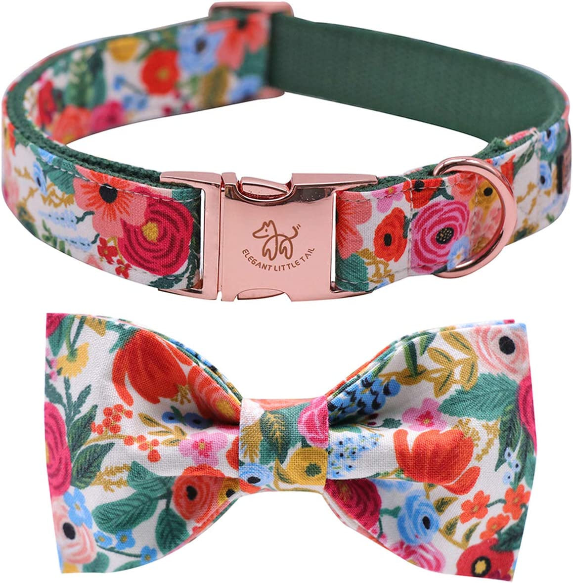 Dog Collar with Bow, Cotton & Webbing, Bowtie Dog Collar, Adjustable Dog Collars for Small Medium Large Dogs and Cats